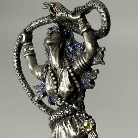 Vintage Pewter JJ Jonette Set of 2 Pins Brooch Mythical Dragon Snake Woman - Picture 5 of 11